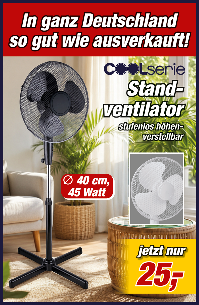 Angebote CoolSerie Standventilator 40cm 45 Watt 2026-06